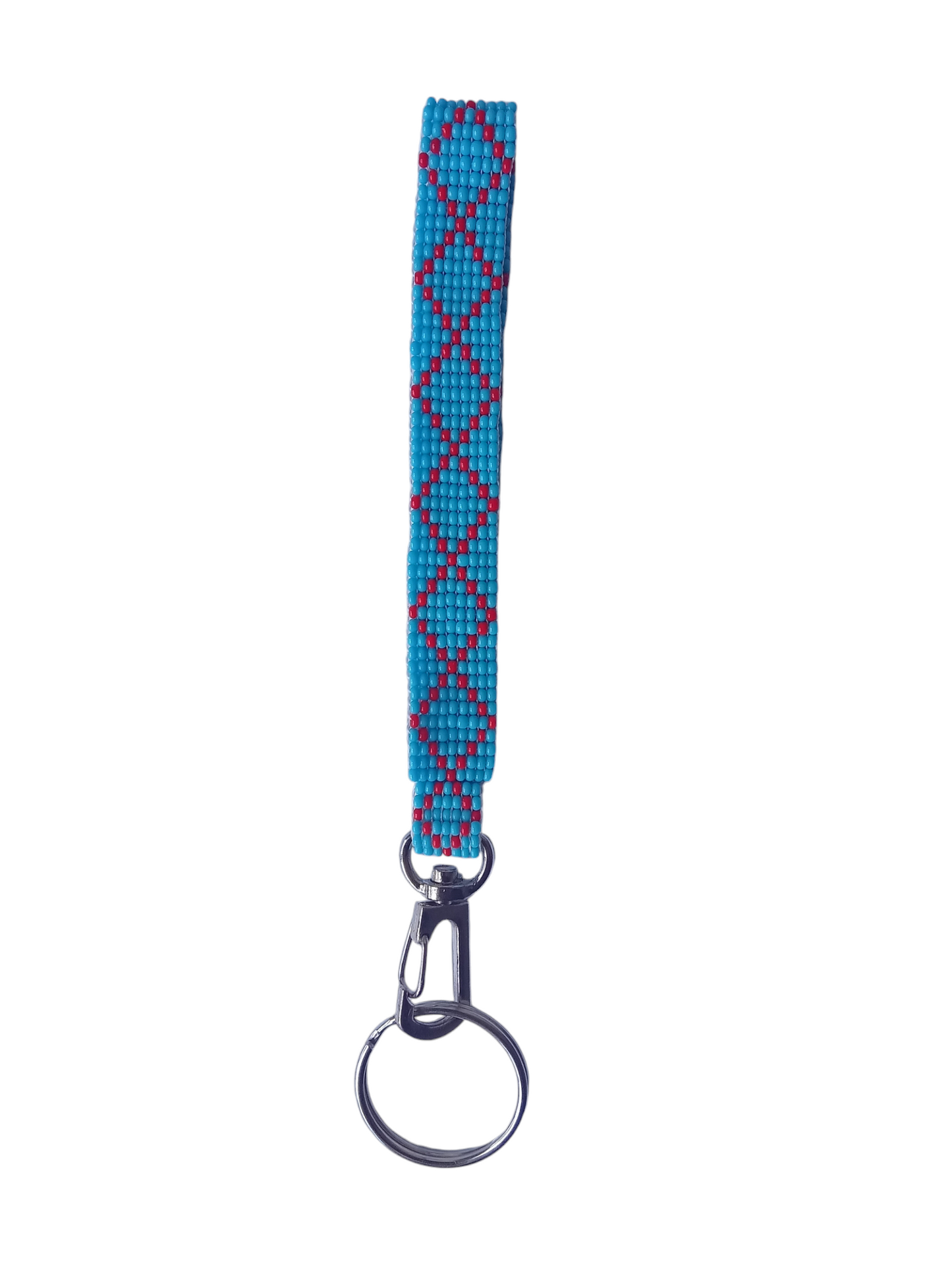 Sky Blue & Red Argyle Keychain